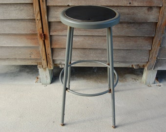 Vintage Industrial Metal Stool, Shop stool, Drafting Stool, Art Studio Stool, Crafting Stool.