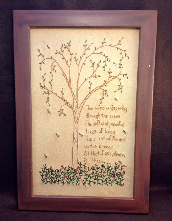 Vintage Handmade Needlepoint Picture and Frame