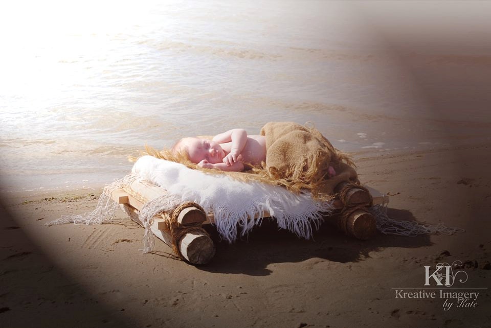 rustic cedar log / wood raft boat newborn by WoodPropsandSigns