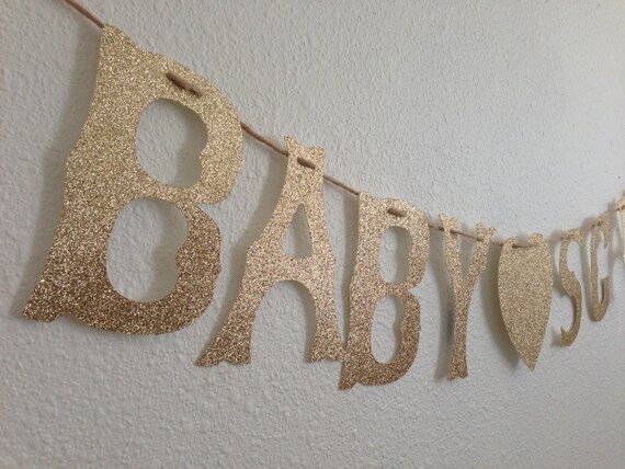 Glitter Baby Shower Custom Garland Banner Gold Glitter Baby