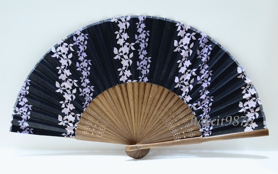 Cloth fabric Japanese hand fan folding fan wedding Sakura