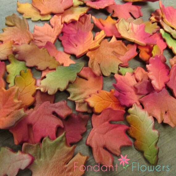 Items similar to 25 Realistic Autumn &amp; Oak Leaves Gumpaste