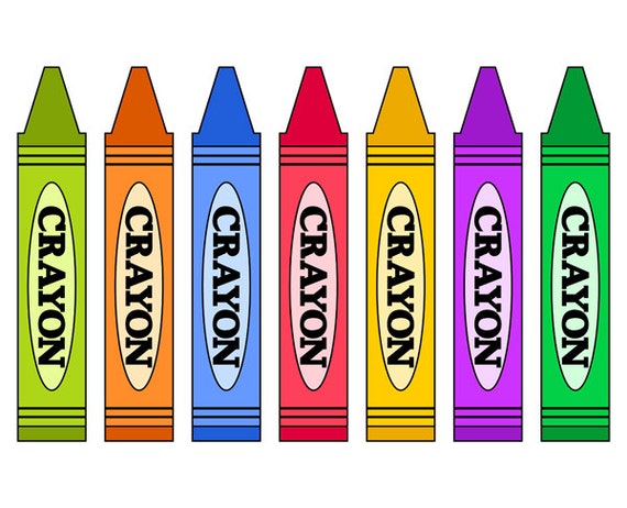 Items similar to Colorful Crayons Clip Art, School 