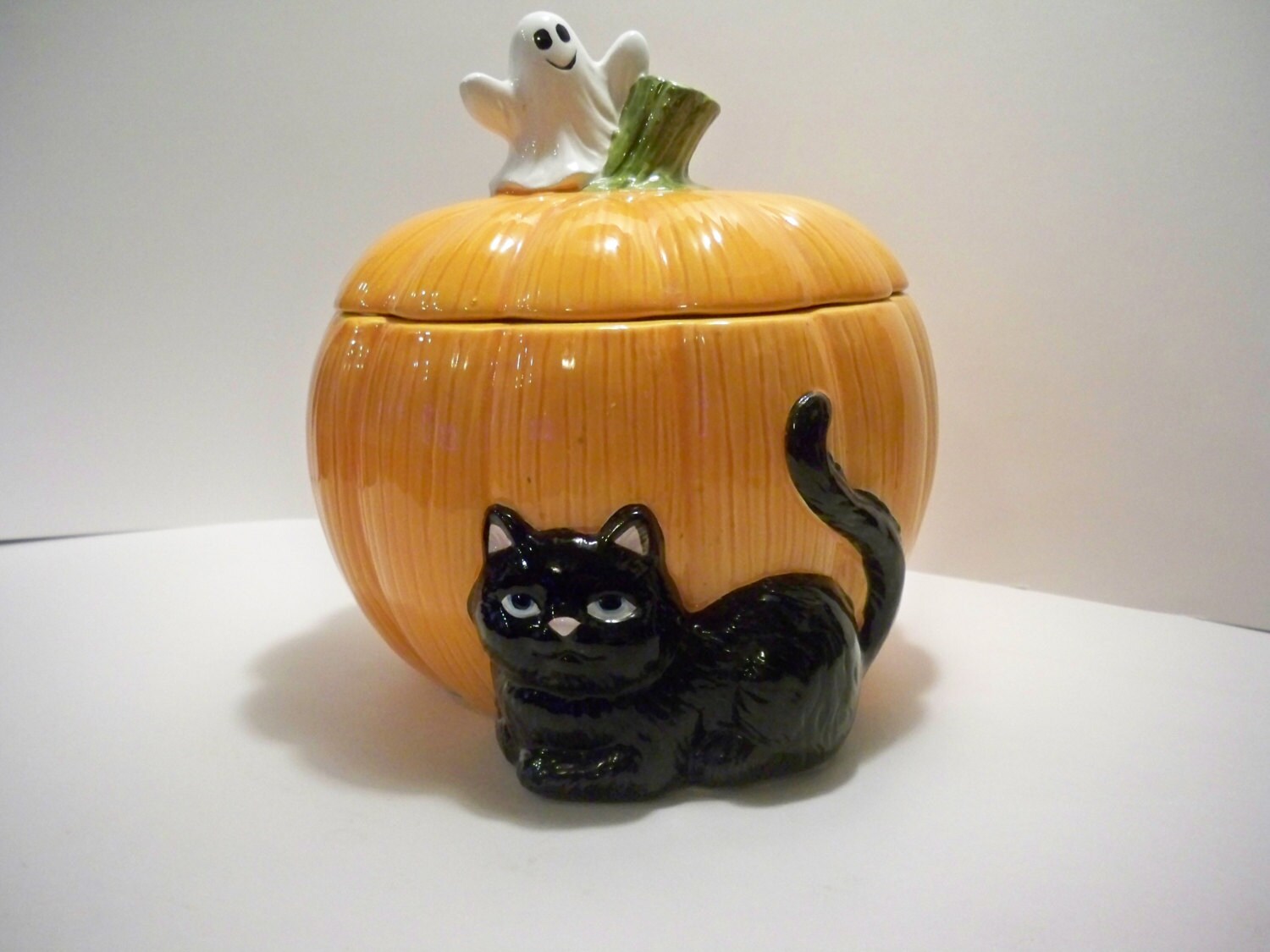 1980s Halloween Pumpkin Cookie Jar by VintageFindsbySuzi on Etsy