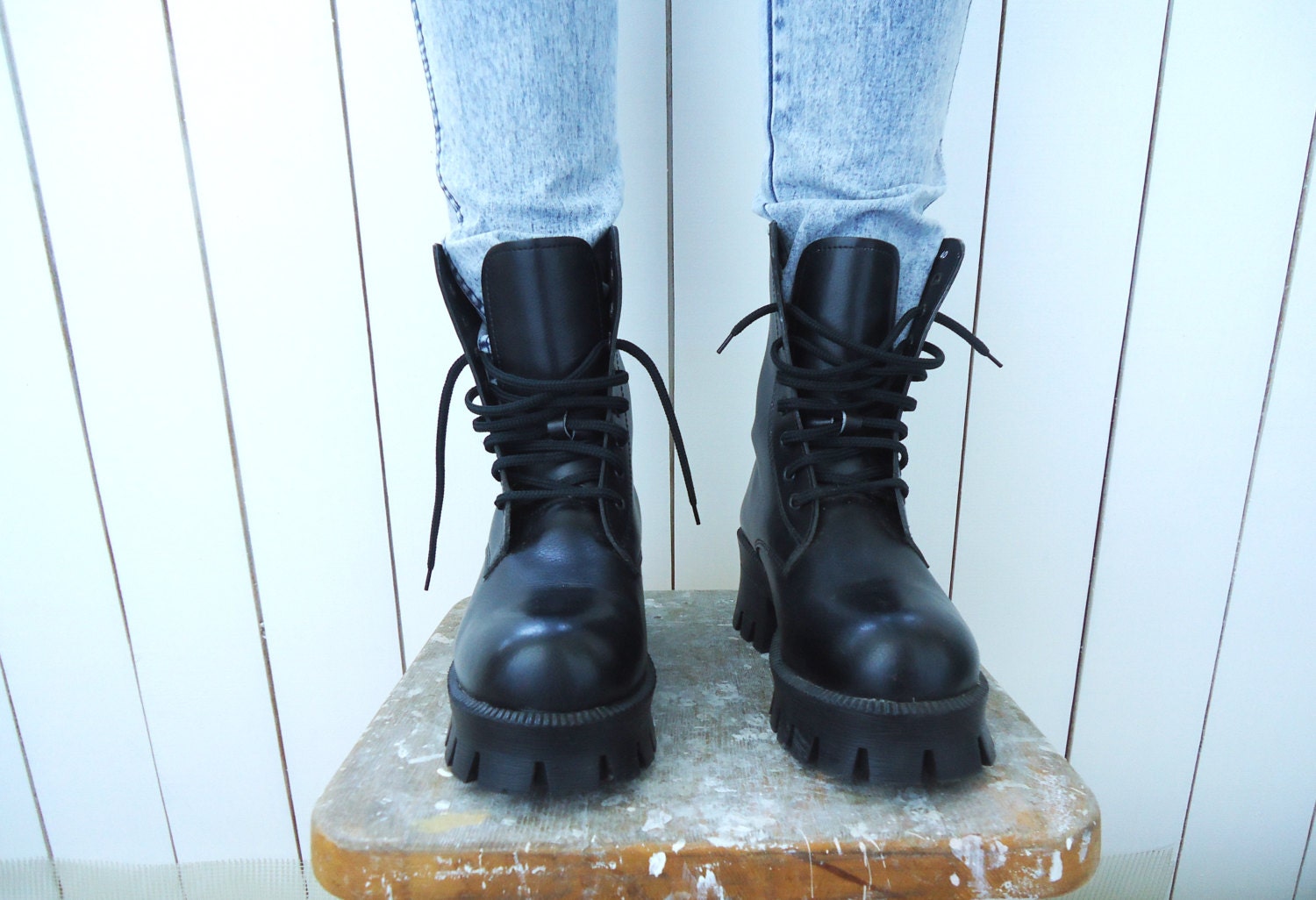 black chunky boots goth
