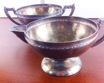 Vintage 1921 Art Deco Benedict Silver Plate Creamer and Sugar