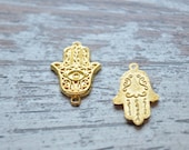 25 Pieces Gold Plated Hand of Fatima Charm, Pendant, Jewelry Findings