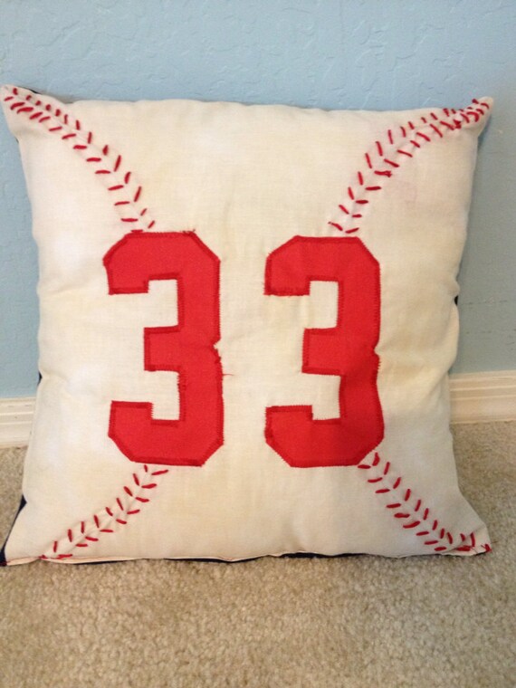 Baseball pillow by MommaMiyaHandmade on Etsy