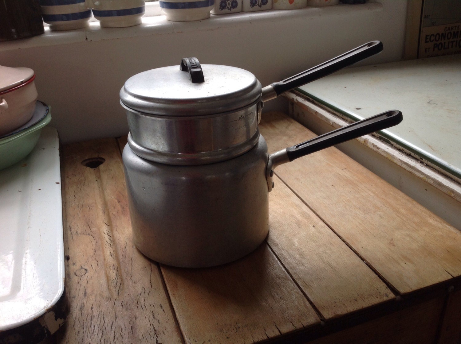 Vintage Swan Made Bain Marie Double Boiler. Classic Cookware.