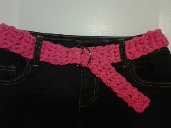 Flirty Fuchsia Soft Textured Crochet Cotton Belt For Women Ladies Is Handmade Great stocking stuffer