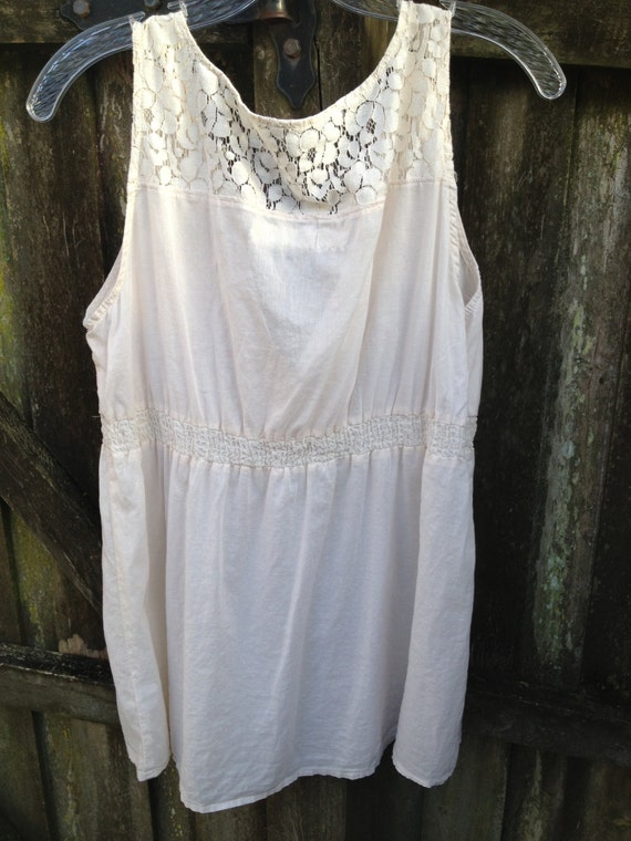 Womens Cami BabyDoll Top Ecru Upcycled by CRAZYGIRLSCLOTHING
