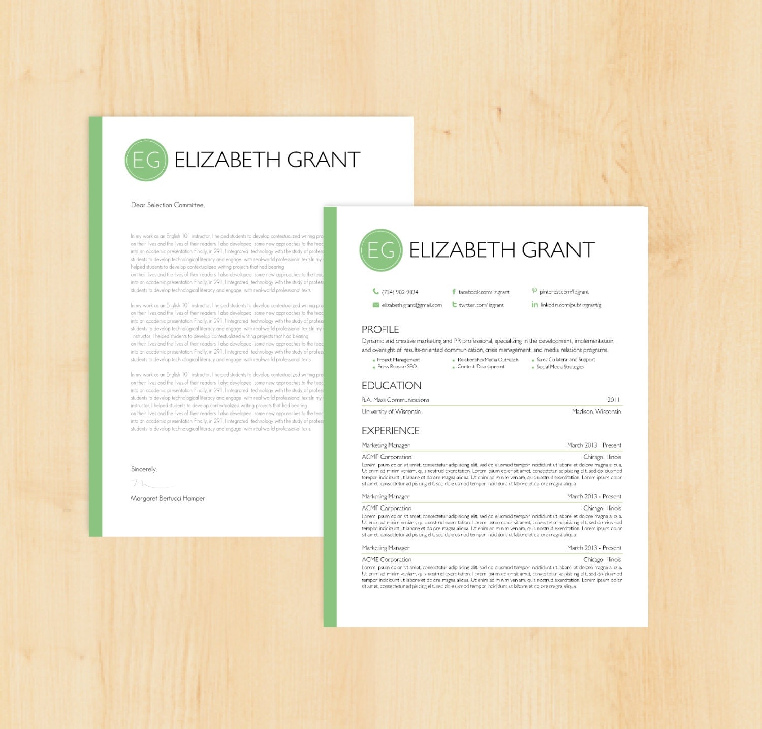 resume template cover letter template the elizabeth by