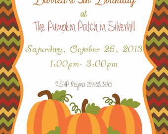 Fall Autumn Pumpkin Patch Birthday Invitation