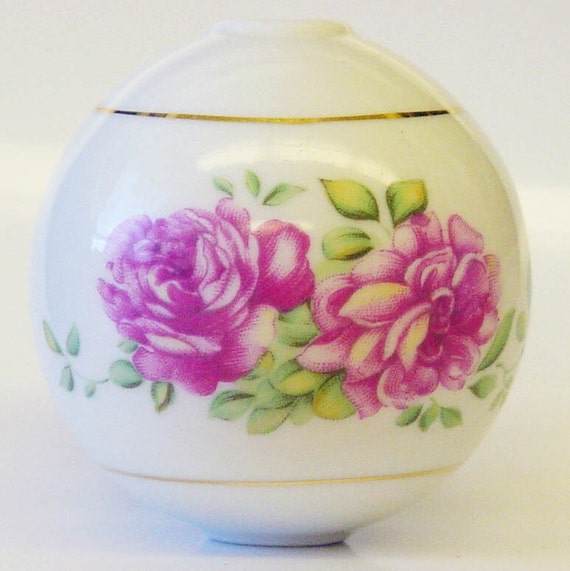 2.75 Porcelain Finial with Floral Spray and Gold