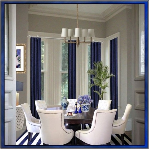 Items similar to Set of 4 Blue Royal  Burlap Curtains 