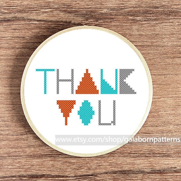 Thank you PDF Counted cross stitch pattern Modern cross