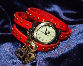 Wrap around watch band with kinky charms. Fifty shades of grey