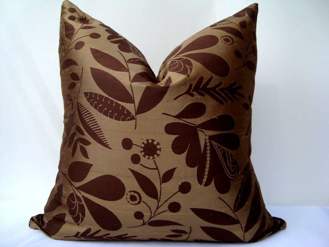100 Dupioni Silk Brown Pillow Sham Cover 20 X 20