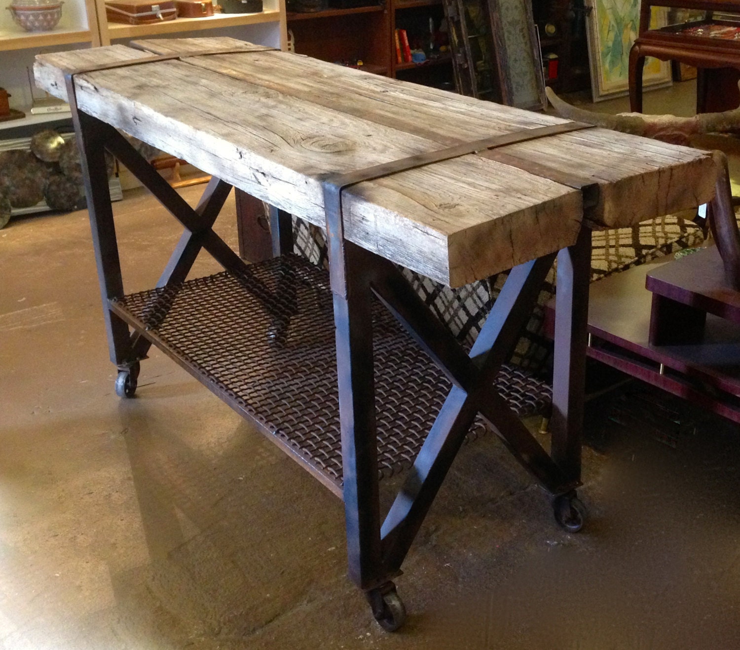 Custom Made Reclaimed Wood Sofa Table Console Table Buffet