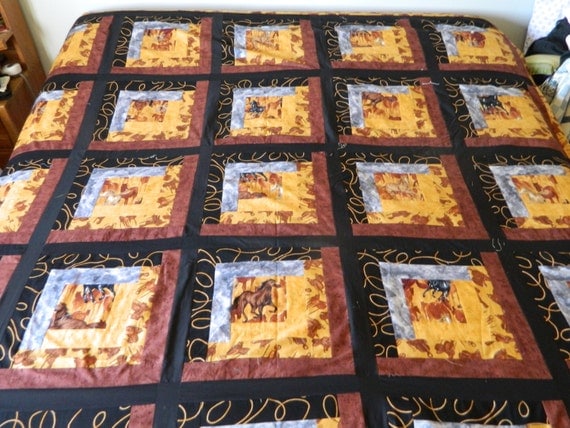items similar to custom horse quilt western print quilt