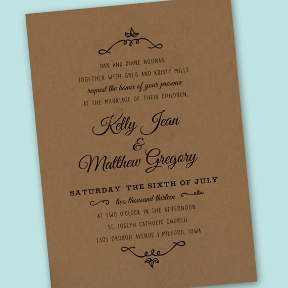 Items similar to Typographic Wedding Invitation Suite with Hand-drawn ...
