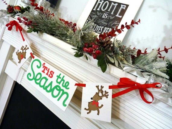 Christmas Banner Tis the Season Sign MERRY CHRISTMAS