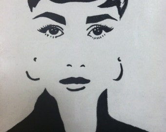 Audrey Hepburn Charcoal Drawing Print from Original Breakfast at Tiffany's Holly Golightly Sabrina