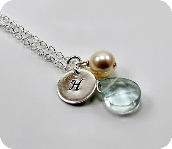 Personalized Initial Necklace - Monogram, Sterling Silver, Hand Stamped, Mothers Day, Birthday, Graduation, Bridesmaid Gifts,Custom Jewelry