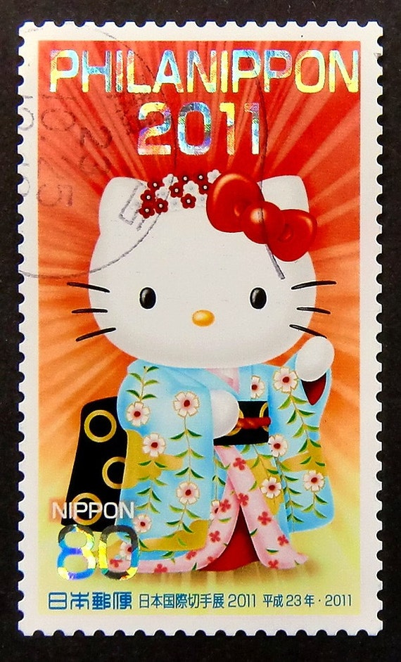Hello Kitty Japan 14758 Framed Postage by PassionGiftStampArt