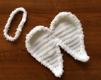 baby crochet angel for wings pattern Crochet Halo Angel Baby Boy Newborn Girl Prop Photo Wings and Headband