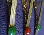 Vintage Chinese Neck Tie Clip with Jade Jewel, Gold Tie Clip, Simple Tie Clip, Elegant Elaborate Tie Clip, Gifts for Men, Mens Accessories