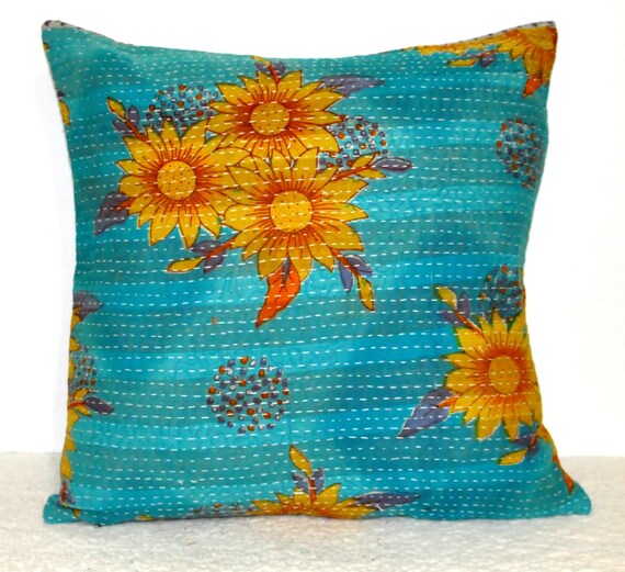 Vintage Kantha Decorative throw Pillow kantha by JaipurHandloom