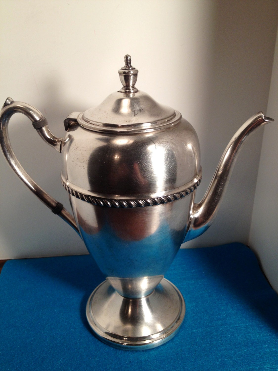 Beautiful Academy Silver on Copper Coffeepot Teapot circa