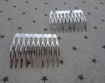 200pcs Silver Plated Metal Hair Combs (10 teeth) 53 x38mm--HA111