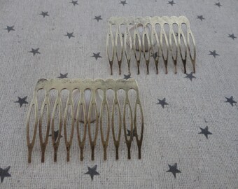 20pcs Antique Bronze Plated Metal Hair Combs (10 teeth) 53 x38mm--HA112