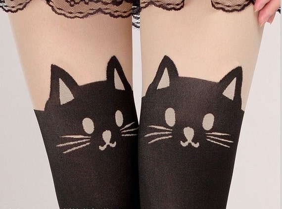 Cat & Tail Printed Tights/Pantyhose/Stockings/Leggings