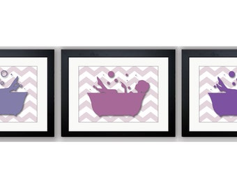 Bathroom Decor Bathroom Print Purple Plum Lime Green Set of 3 Bathroom Decor Bathroom Print Purple Plum Lime Green Set of 3