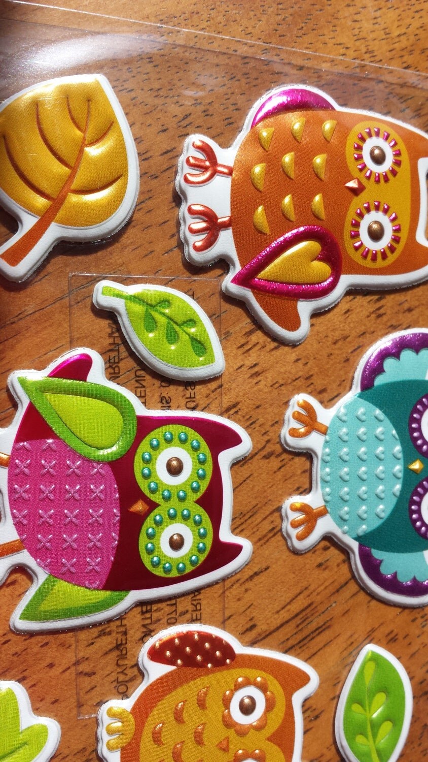 Owl Puffy Stickersfor Scrapbooking or DIY by JennsMOLDSResinClay