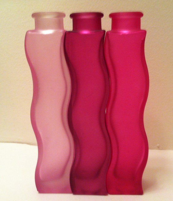 Frosted Glass Wavy Vase Trio