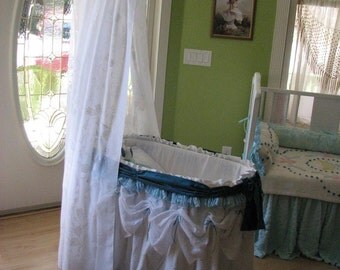 Handmade baby Bassinet Set Bubbles & Bows Vintage Chenille