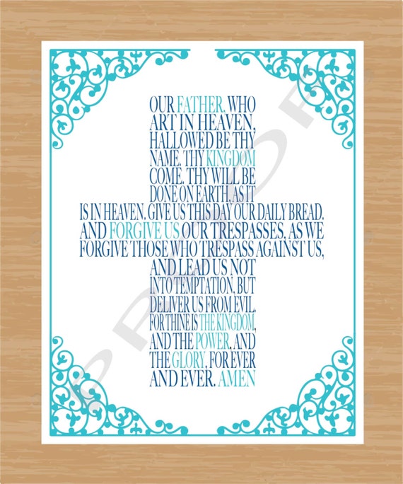 items similar to printable quote art the lords prayer