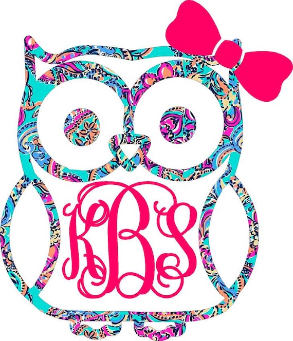 Download Lilly Pulitzer Monogram Owl Decal by SouthernIdeology on Etsy