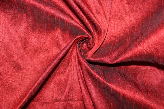 Items similar to Dark Red Dupioni Silk Fabric iridescent- 1 yard 36x44 ...