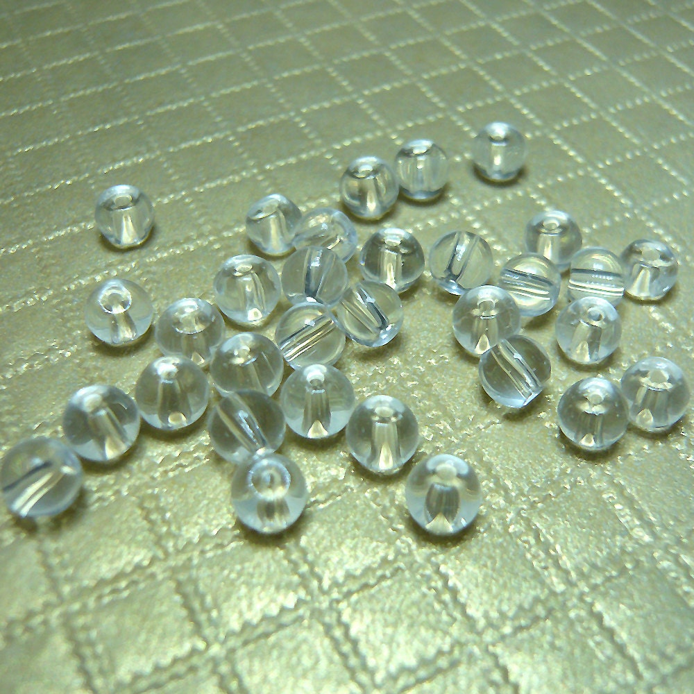 Clear Colorless Round Beads 4mm 50 pcs Synthetic by DIYmegoStyle