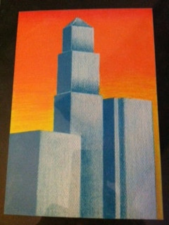 Items similar to Colored Pencil Drawing "Buildings" on Etsy