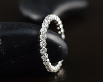 Camila - Diamond Eternity Band, Round Brilliant Cut Diamonds, Shared Prong with Closed Baskets, Classic Design, Wedding Ring, Free Shipping