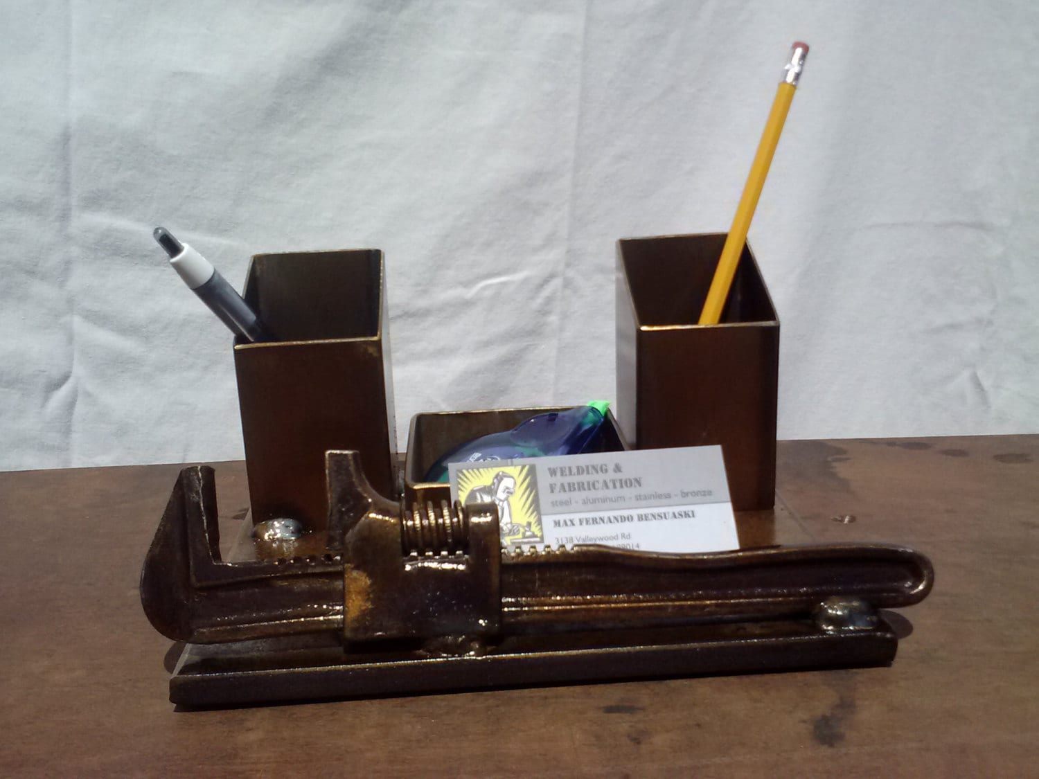 Desk Organizer Pencil And Business Card Holder With By