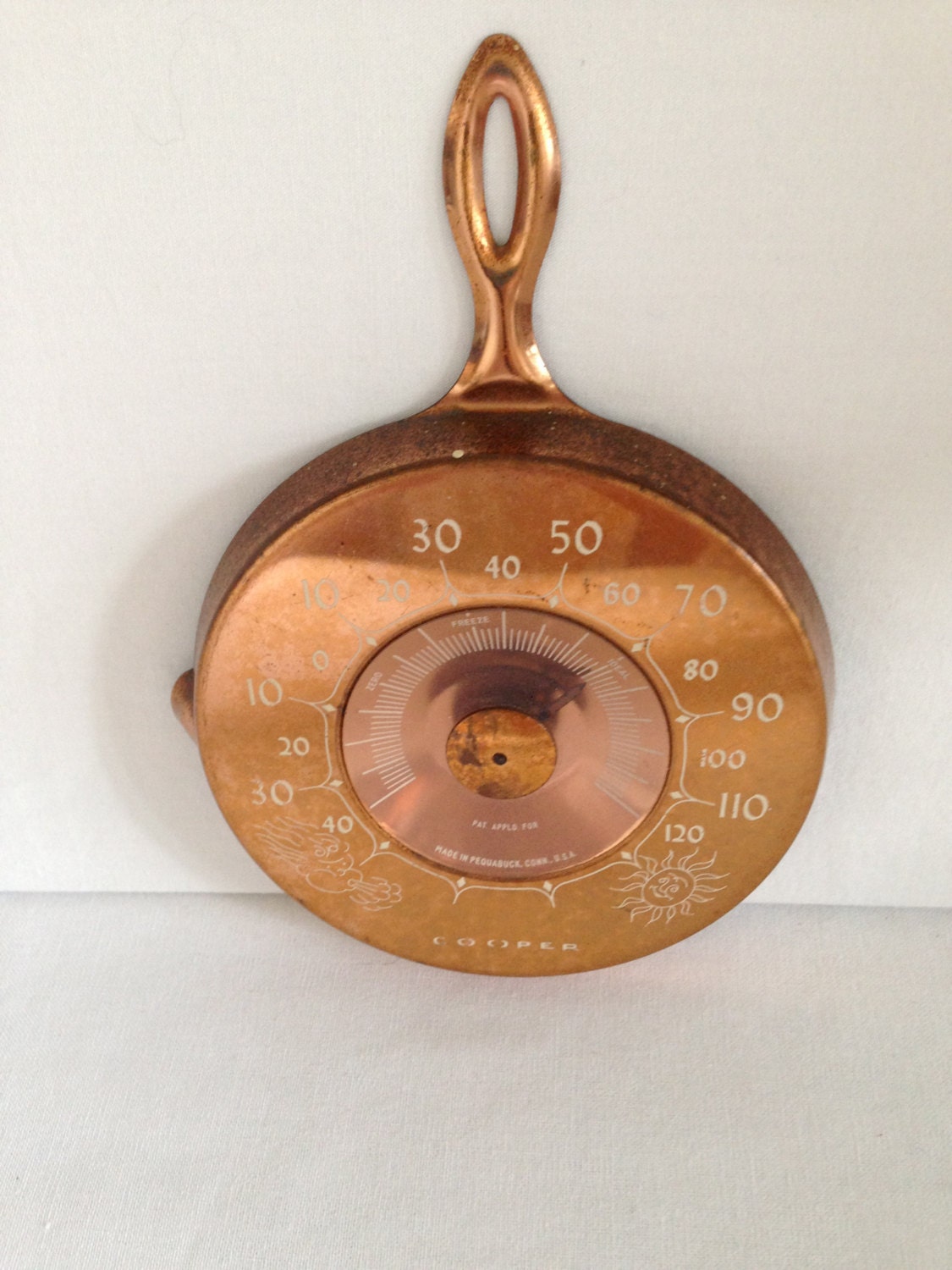 Vintage Cooper Thermometer Copper Frying Pan by MidCenModMissy