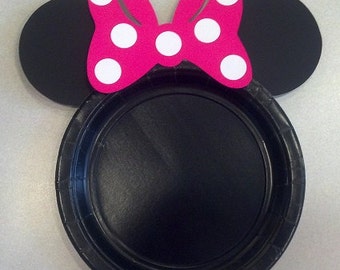 Minnie Mouse Birthday Party Cake Plates hot pink bow set of 12