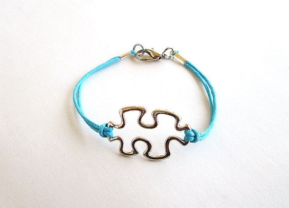 Items similar to Puzzle piece bracelet, Turquoise bracelet, Friendship ...